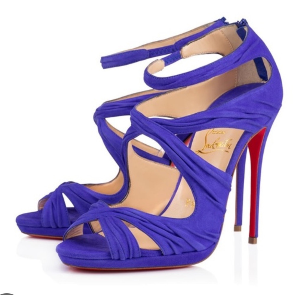 Christian Louboutin kashou blue pervanche suede Heels 37 120